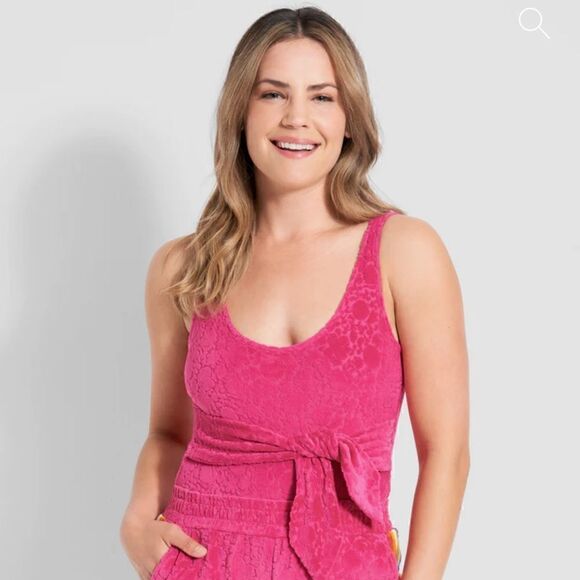 Modcloth I Want Velour Velour Velour Bodysuit Floral Texture Fuchsia Hot Pink M - Picture 3 of 13